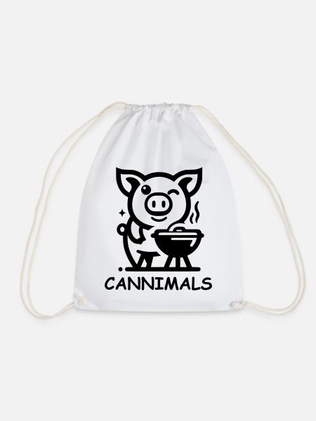 Cannimals – Logo Black Edition - Drawstring Bag - white