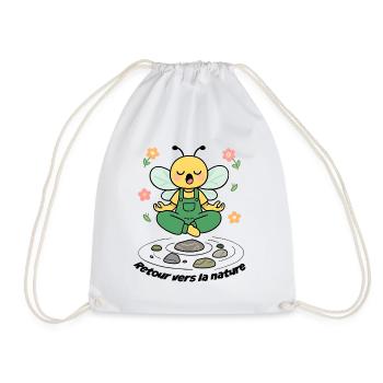 Bee Zen Back to Nature Meditation - Drawstring Bag - white - Front