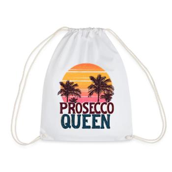 Prosecco Queen Vintage Sunset Beach - Drawstring Bag - white - Front
