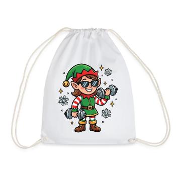 Fun workout for women with Christmas elf gestures - Drawstring Bag - white - Front