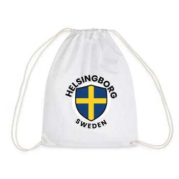 Schild mit schwedischer Flagge - Turnbeutel - Weiß - Vorne