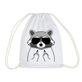 Un raton laveur avec des lunettes de soleil au majeur - Sac de sport léger - blanc - Devant