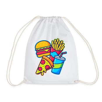 Fast Food Combo Illustration - Drawstring Bag - white - Front