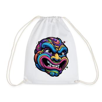 Colorful Face Mask Art - Drawstring Bag - white - Front