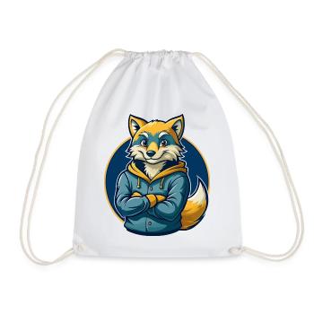 Arktischer Fuchs Kawaii Maskottchen Cartoon Clipart-Logo - Turnbeutel - Weiß - Vorne