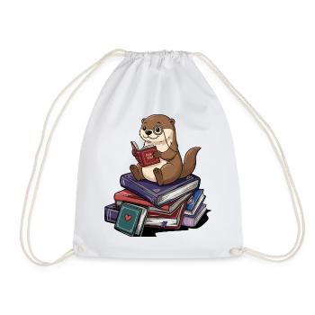 Loutre de bibliothèque Loutre Animal lisant des livres Art - Sac de sport léger - blanc - Devant