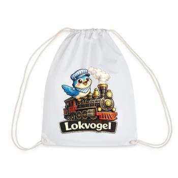 Lokvogel Vogel auf Lokomotive Geschenk Shirt Witz - Turnbeutel - Weiß - Vorne