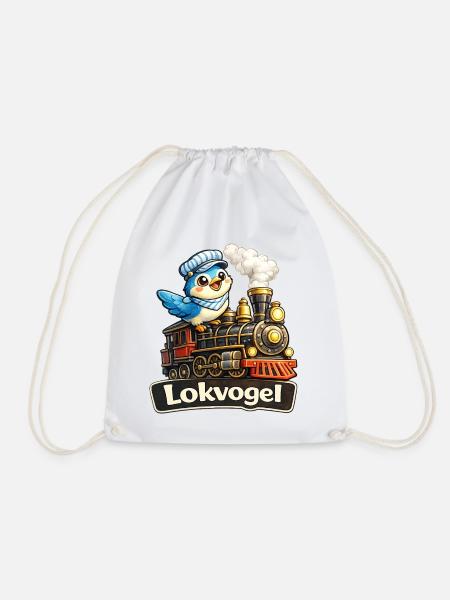 Lokvogel Vogel auf Lokomotive Geschenk Shirt Witz - Turnbeutel - Weiß