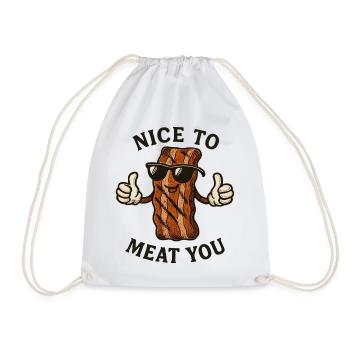 Bacon mit Sonnenbrille Nice to Meat You - Turnbeutel - Weiß - Vorne