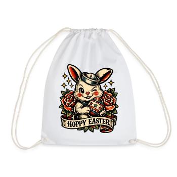 Lapin de Pâques houbis avec œuf de Pâques millésime - Sac de sport léger - blanc - Devant