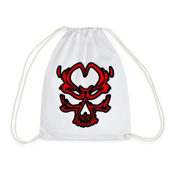 Crâne Rouge Stylisé sur Noir - Sac de sport léger - blanc - Devant