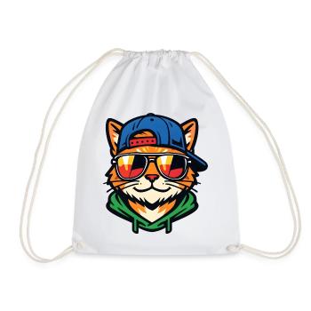 Chat avec des lunettes de soleil - Sac de sport léger - blanc - Devant