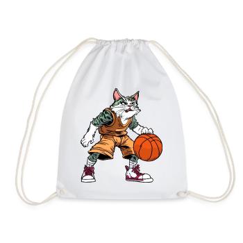 Cat Basketball - Drawstring Bag - white - Front