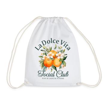 Italien La Dolce Vita Social Club Orangen  - Turnbeutel - Weiß - Vorne