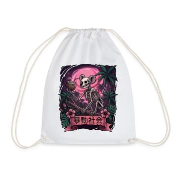 Skeleton Koala on Neon Moon in Jungle - Drawstring Bag - white - Front