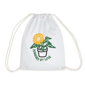 Boho Powered by Love Potted Sunflower - Drawstring Bag - white - Front