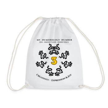 Numer_3 Symbol of Creativity, Expression and Joy - Drawstring Bag - white - Front