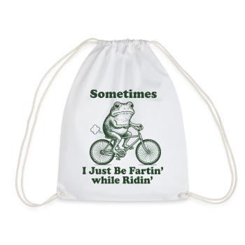Frog Cyclist Saying Shirt - Drawstring Bag - white - Front