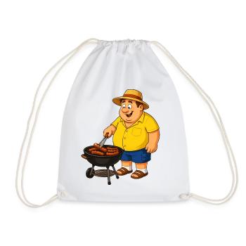Barbecue with straw hut - Drawstring Bag - white - Front