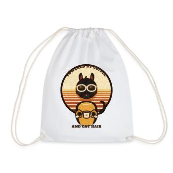 Badge rétro Cat Coffee - Sac de sport léger - blanc - Devant