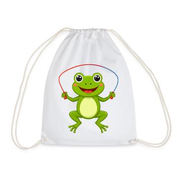 Dessin animé de la grenouille verte sautant à la corde drôle - Sac de sport léger - blanc - Devant