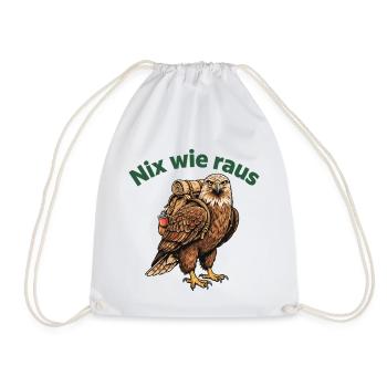 Nix wie raus Natur Abenteuer Adler - Turnbeutel - Weiß - Vorne