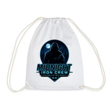 Midnight Iron Crew Gains After Dark Gym Training - Drawstring Bag - white - Front