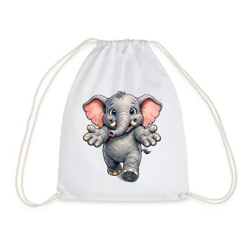 Freundlicher Elefant - Turnbeutel - Weiß - Vorne