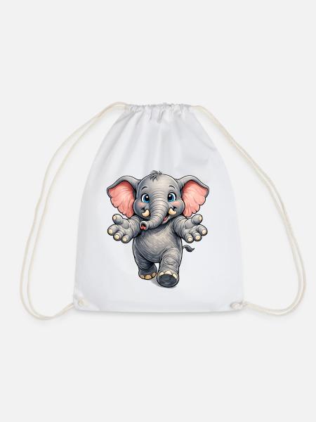 Freundlicher Elefant - Turnbeutel - Weiß