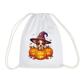 Halloween Chihuahua Pumpkin Witch - Turnbeutel - Weiß - Vorne