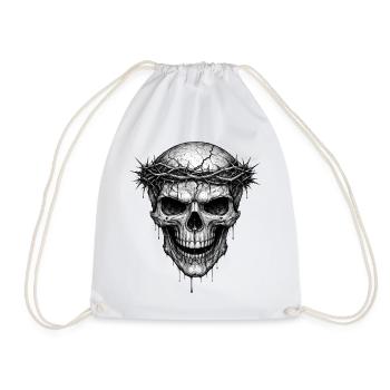 Thorn Crown Skull Gothic Horror Graphic - Drawstring Bag - white - Front