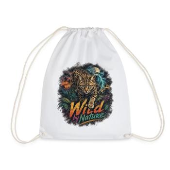 Tropical Bengal Cat with Lightning - Drawstring Bag - white - Front
