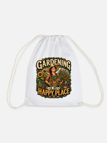 Gardening Happy Place - Turnbeutel - Weiß