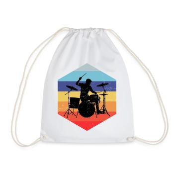Geschenkidee für den Drummer mit Schlagzeugspielen - Turnbeutel - Weiß - Vorne