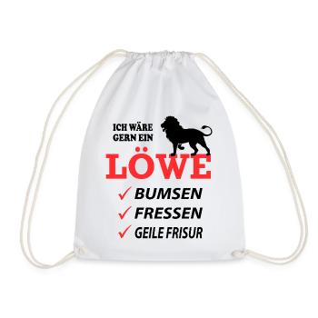 Löwe Geil Fressen Sprüche Lustig Geile Frisur - Turnbeutel - Weiß - Vorne