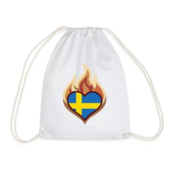Sweden Flag Heart on Fire - Turnbeutel - Weiß - Vorne