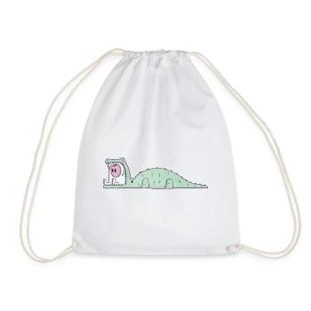 The Tiny Adventures - funny crocodile - Drawstring Bag - white - Front