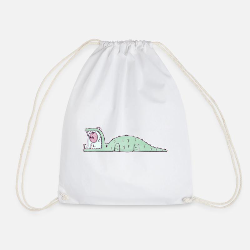The Tiny Adventures - funny crocodile - Drawstring Bag - white
