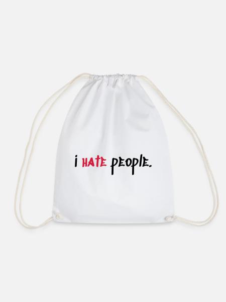 I hate people - Drawstring Bag - white