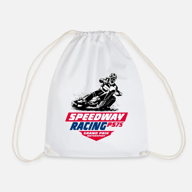 Speedway - Motorcycle Speedway - Drawstring Bag - white