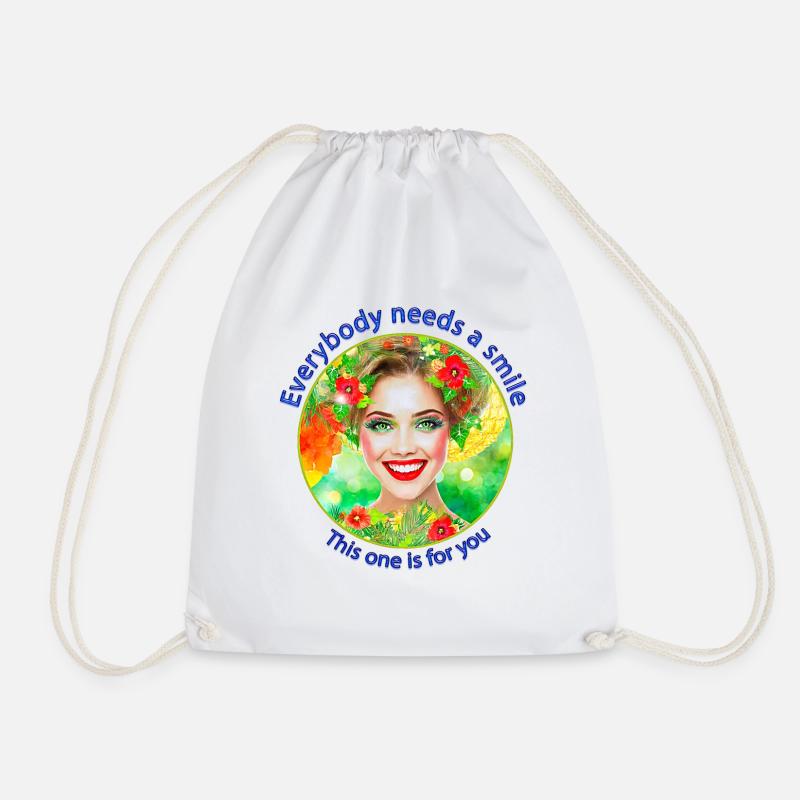 Everybody needs a smile - Drawstring Bag - white