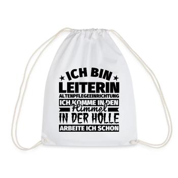 Leiterin Altenpflegeeinrichtung Geschenk lustig Hi - Turnbeutel - Weiß - Vorne