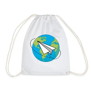 Planète Terre avec un avion en papier - Sac de sport léger - blanc - Devant