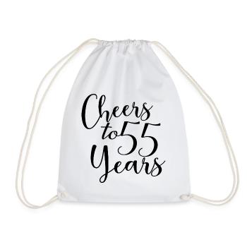 Cheers To 55 Years 55th Birthday Anniversary - Drawstring Bag - white - Front