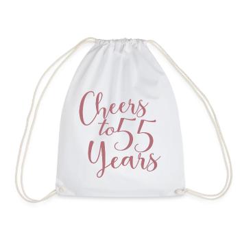 Cheers To 55 Years 55th Birthday Anniversary - Drawstring Bag - white - Front