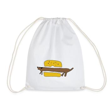 hot dog - Drawstring Bag - white - Front