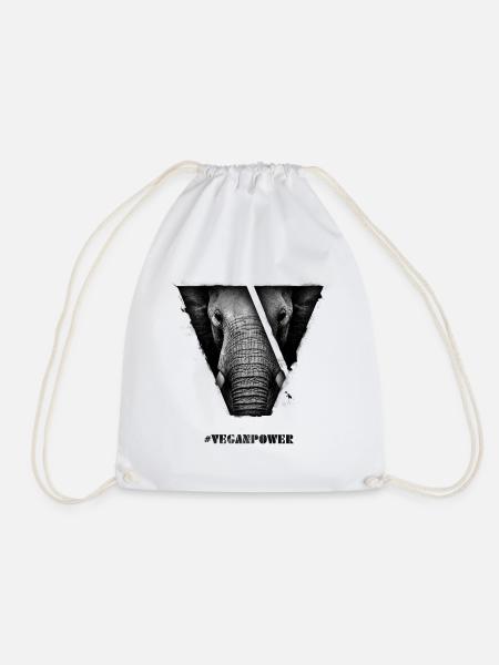 #VeganPower - Elefant - Turnbeutel - Weiß