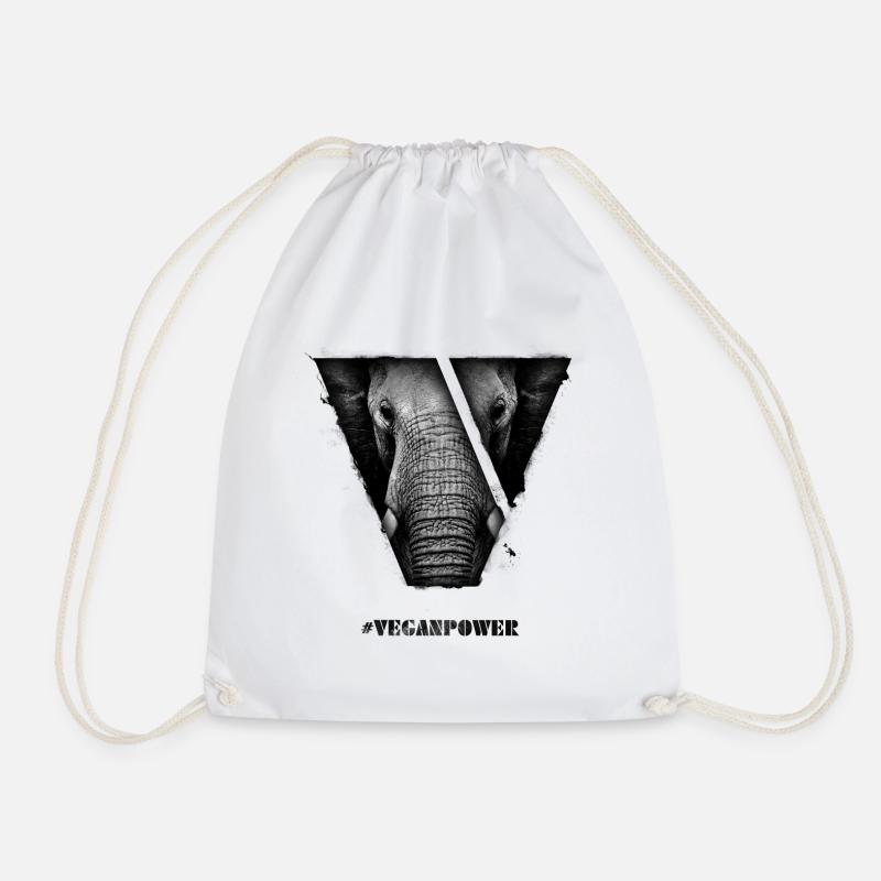 #VeganPower - Elefant - Turnbeutel - Weiß