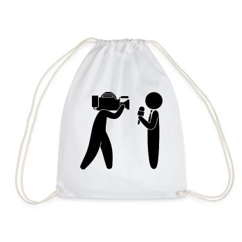 Reporter speaks in front of camera - Drawstring Bag - white - Front