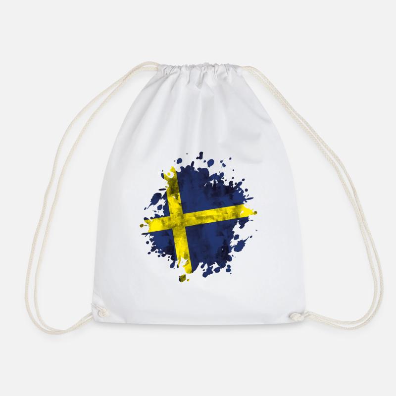 Sweden flag sweden - Drawstring Bag - white